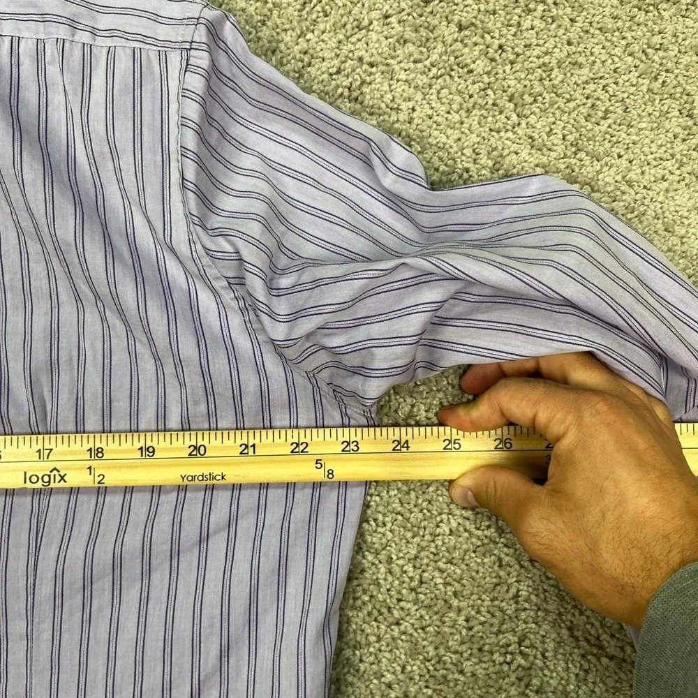 BOSS Hugo Boss Regular Fit Striped Dress Shirt Purple Lavender Mens L Large‎